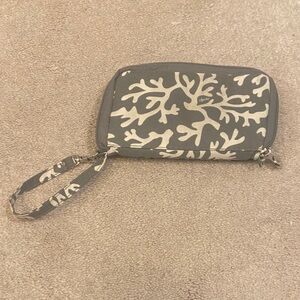 Thirty-One Gray and Cream Wristlet Clutch